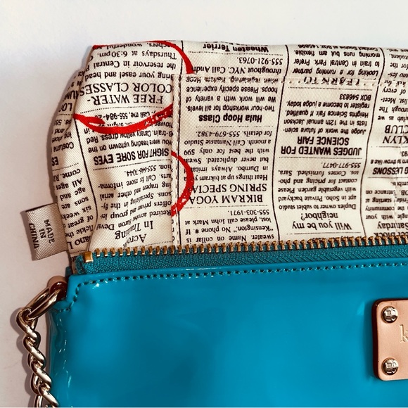 Kate Spade teal and ash purse. Stunning. EUC. Approx 11”x5.75” body. Strap 24.5” - Picture 10 of 16